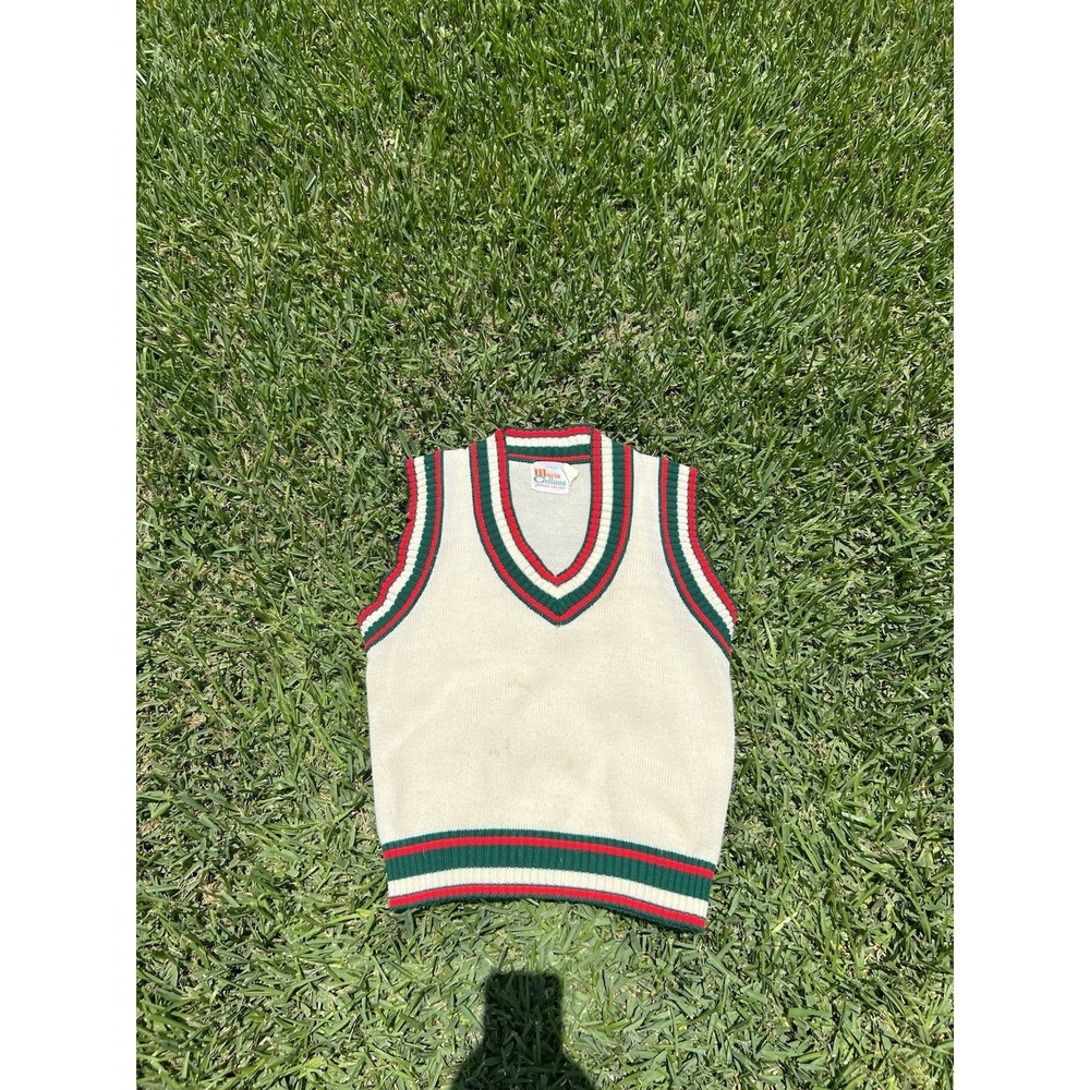 Mario Cellinni For Brian Mac Neal Vintage Vest Medium Cream Red Green